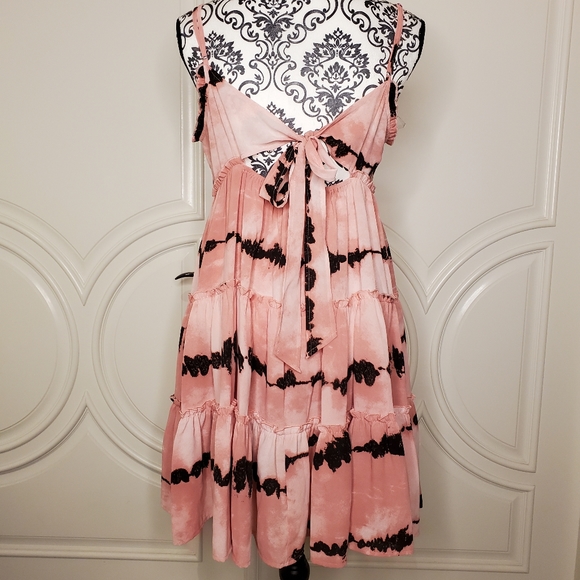 Entro Tie Dye Pink babydoll Tiered Sundress - Picture 3 of 11